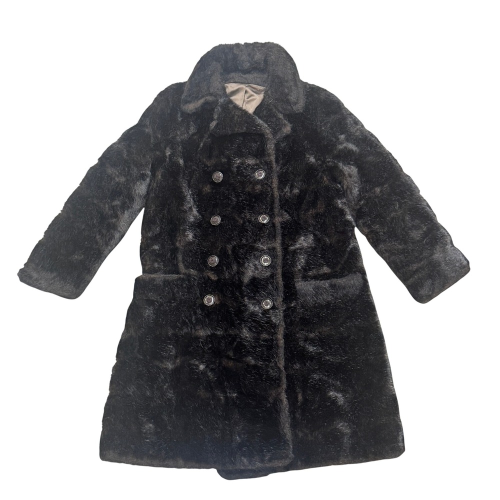 Size Medium - Russel Taylor Vintage Faux Fur Coat Brown Double Breasted